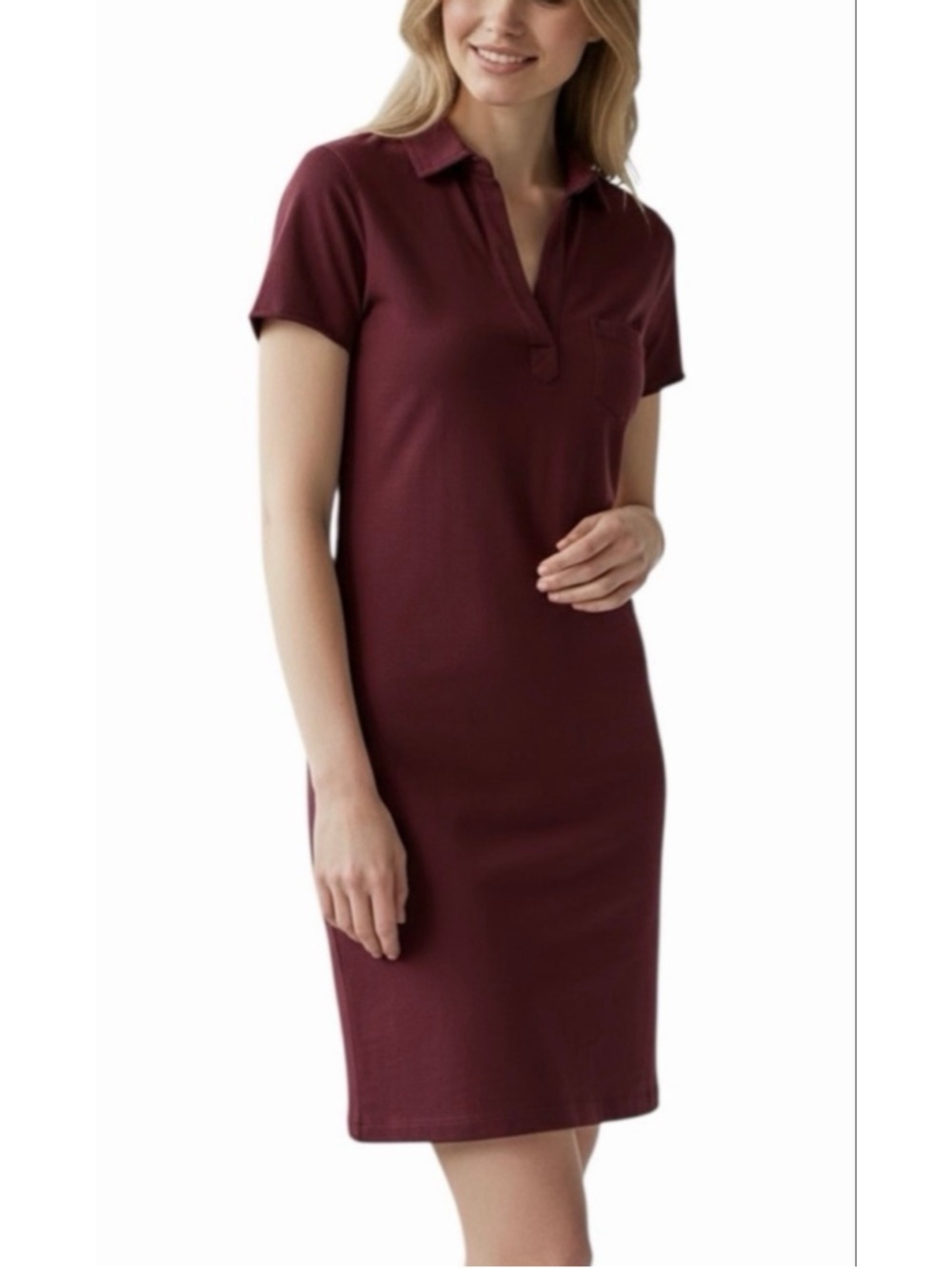 FRANK & EILEEN LAUREN POLO DRESS BURGUNDY MAROON SIZE SMALL